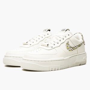 Women Nike Air Force one size 12 white with leopard accents EUC